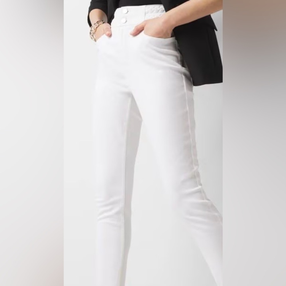 NEW- White House Black Market- High-Rise Braided Waist White Skinny Pants